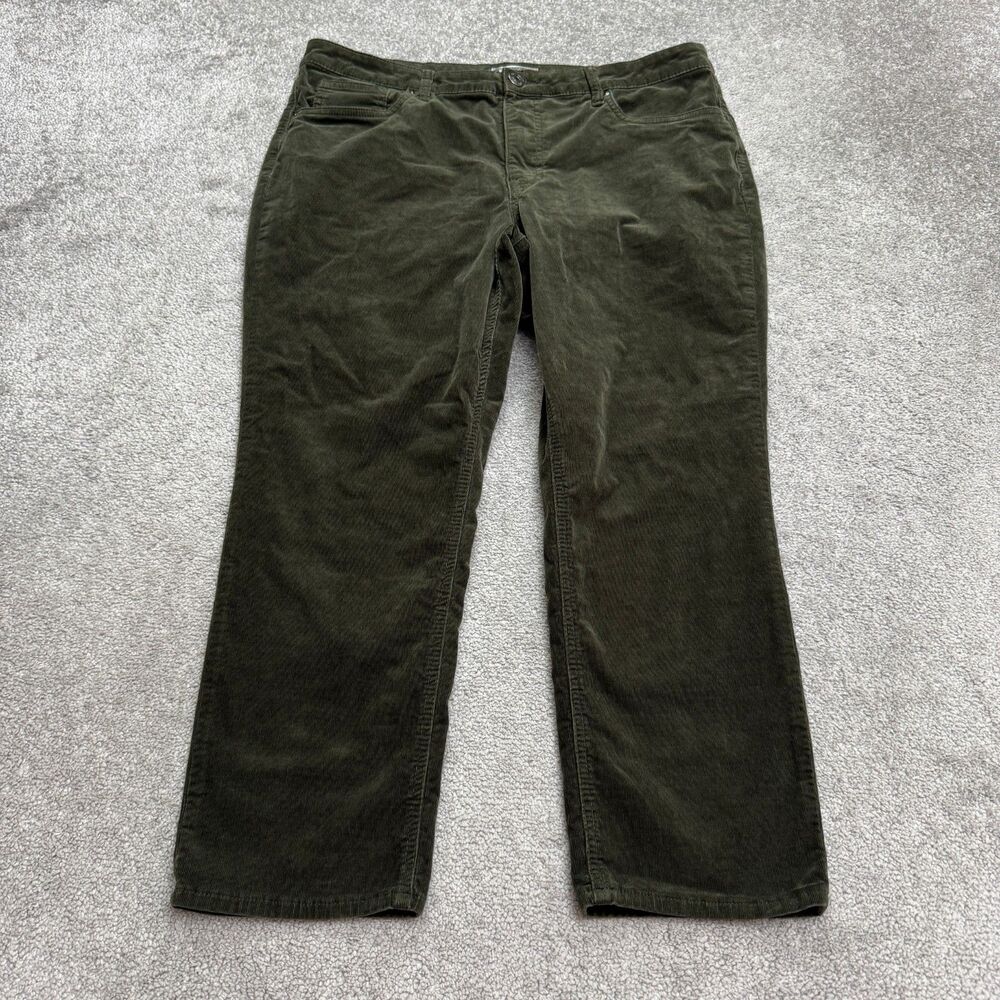 KUT From The Kloth Straight Leg Slim Fit Corduroy Ankle Pants Womens 14P Green